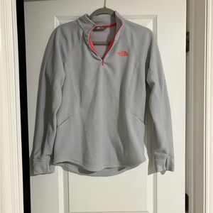 The North Face Women's Quarter Zip gray with pink accents Size Large